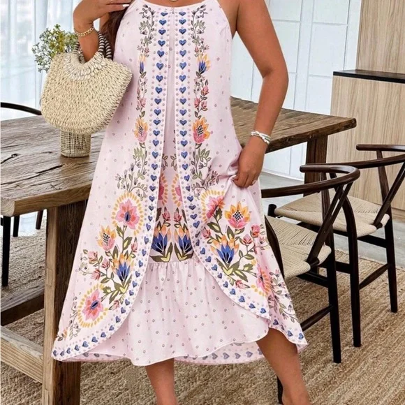 Floral Pink Sleeveless Dress - Picture 4 of 6